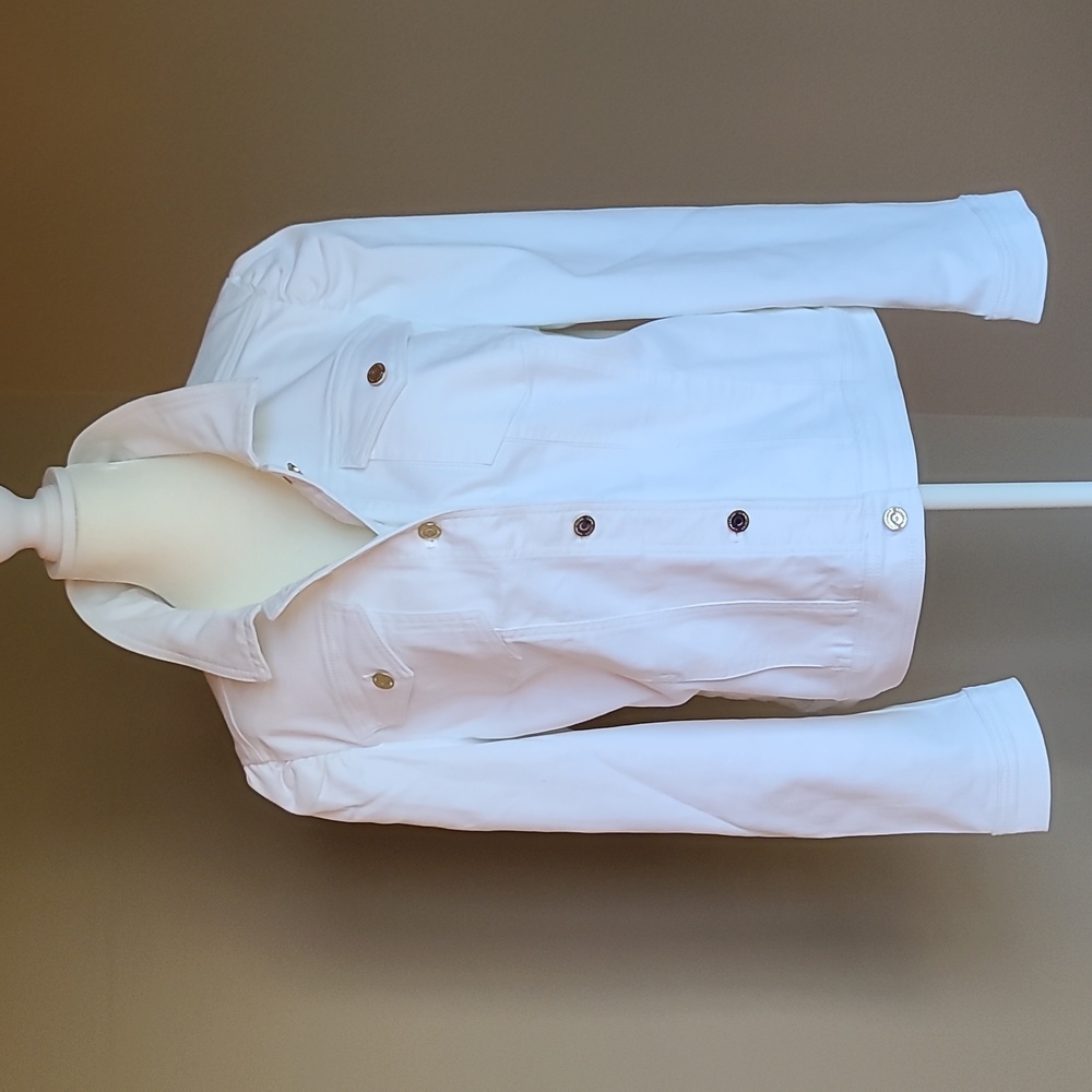 White House Black Market WHBM White Denim Spring Jacket NWT Size XL